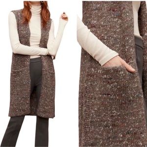 Aritzia Wilfred Dunkirk Gray Knit Open Cardigan Vest Alpaca Wool Silk